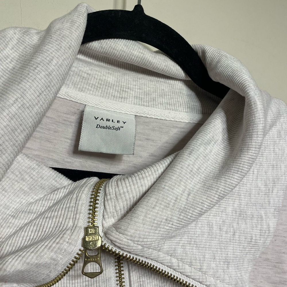 Varley Catherine Half Zip Sweat in Ivory Marl - Picture 6 of 8